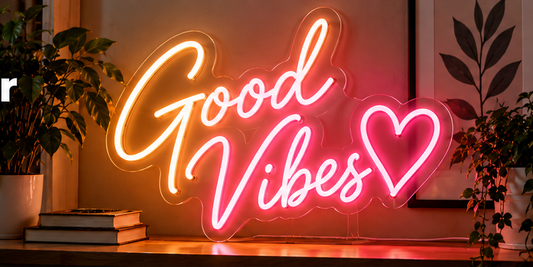 Individuelles LED-Neonschild mit sichtbarem Neon-Flex und transparenter Rückwand