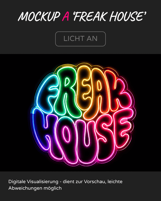 Individuelles LED-Neonschild ‘FREAK HOUSE'