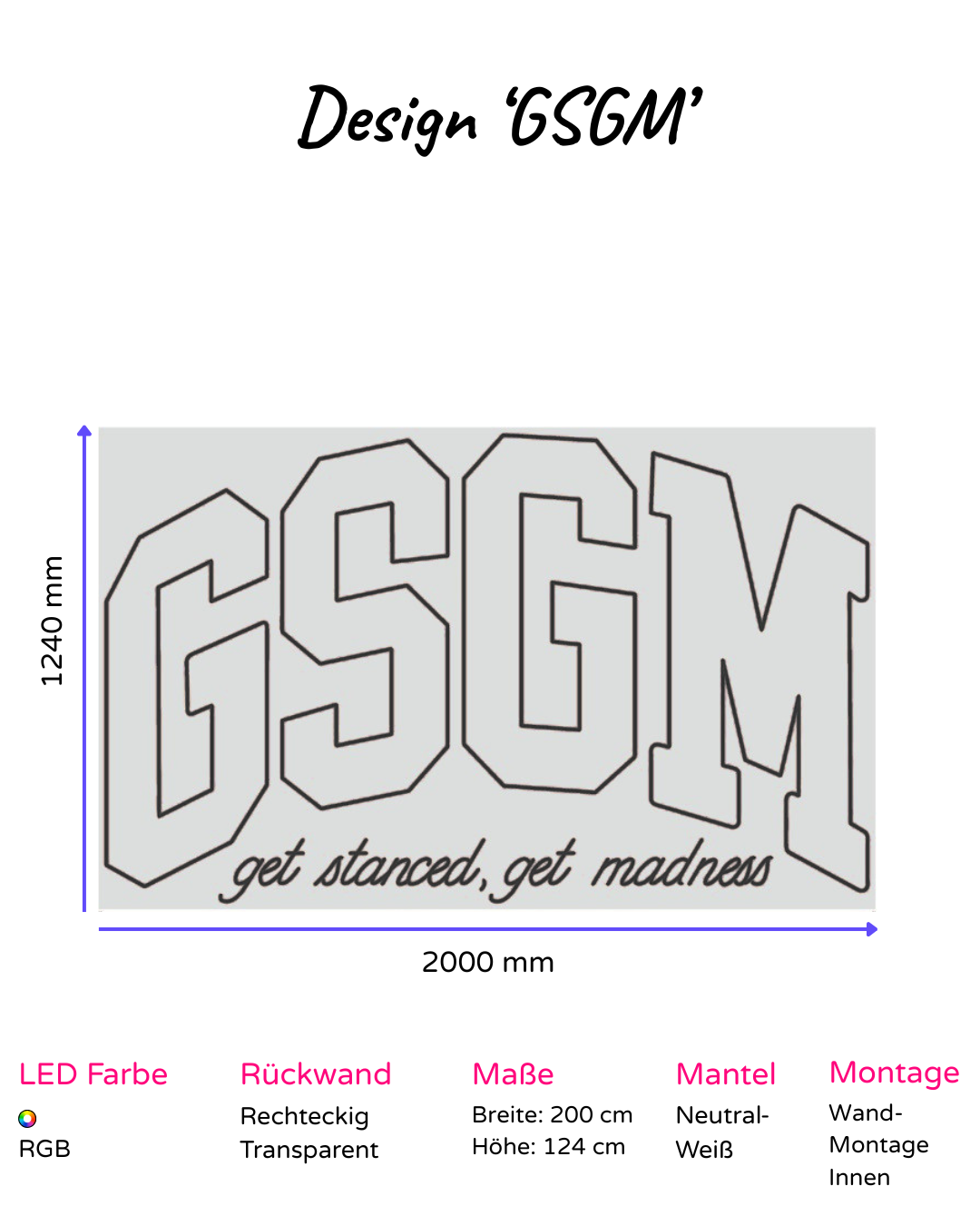 Individuelles LED-Neonschild 'GSGM'