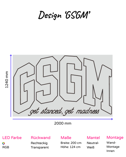 Individuelles LED-Neonschild 'GSGM'