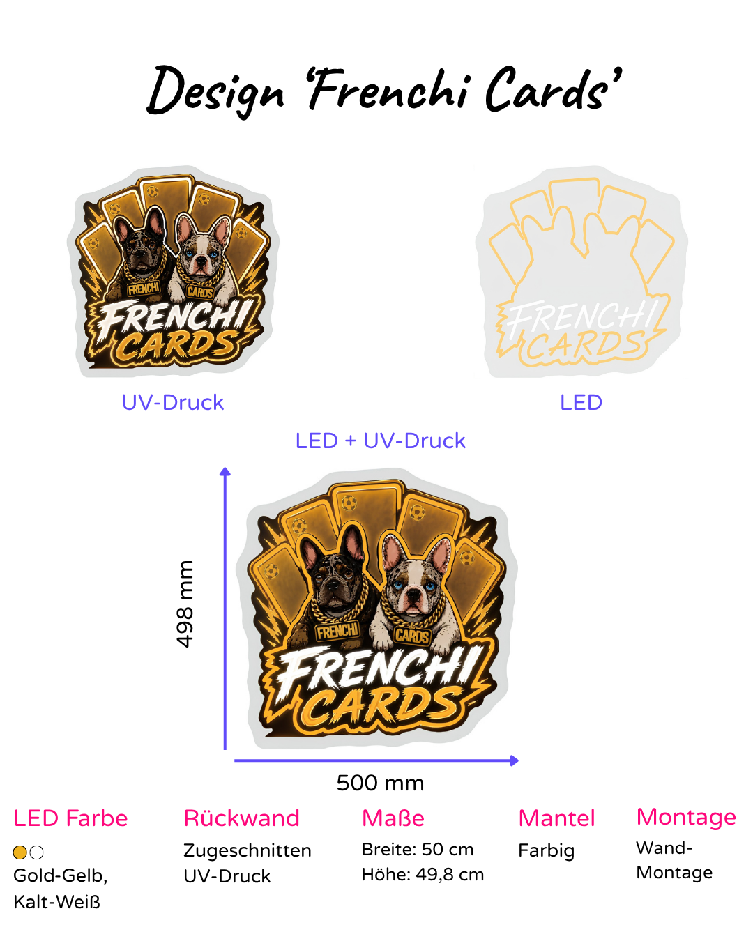 Individuelles LED-Neonschild 'Frenchi Cards'