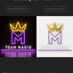 Individuelles LED-Neonschild 'Team Mario'