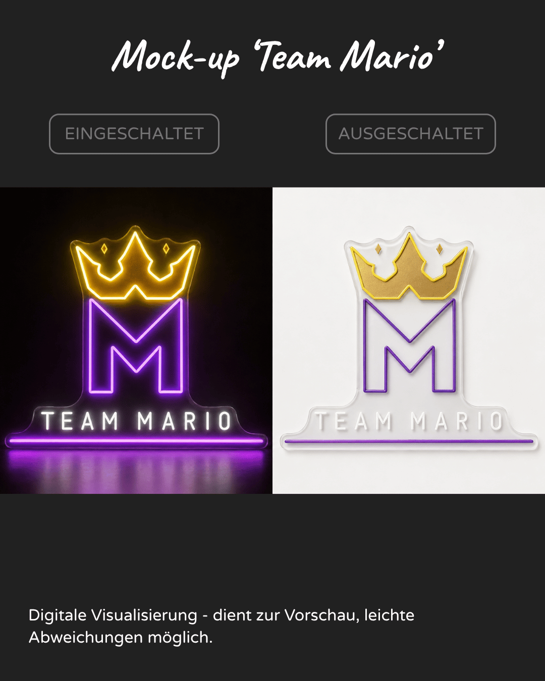 Individuelles LED-Neonschild 'Team Mario'