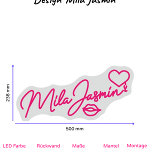 Individuelles LED-Neonschild 'Mila Jasmin'