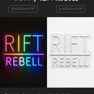 Individuelles LED-Neonschild 'RIFT REBELL'