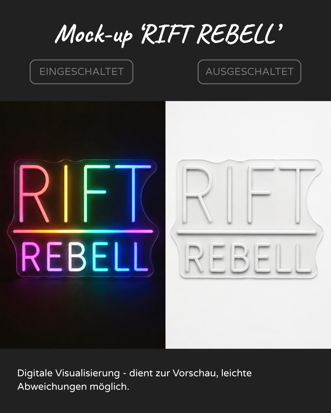 Individuelles LED-Neonschild 'RIFT REBELL'