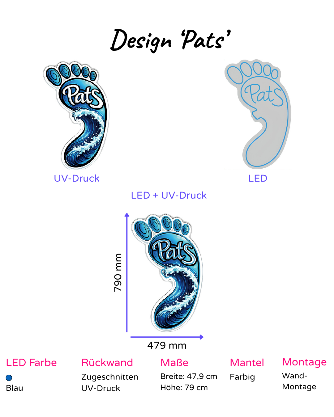 Individuelles LED-Neonschild 'Pats'