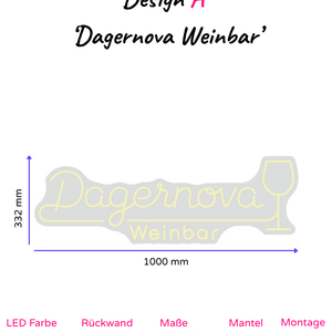 Individuelles LED-Neonschild 'Dagernova Weinbar'