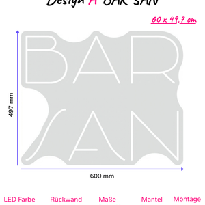 Individuelles LED-Neonschild 'BAR SAN'