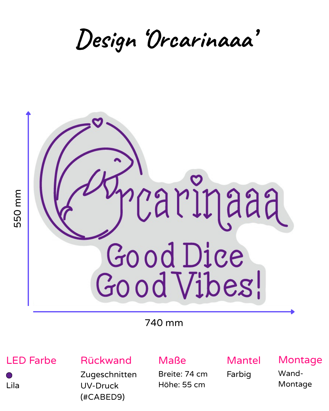 Individuelles LED-Neonschild 'Orcarinaaa'