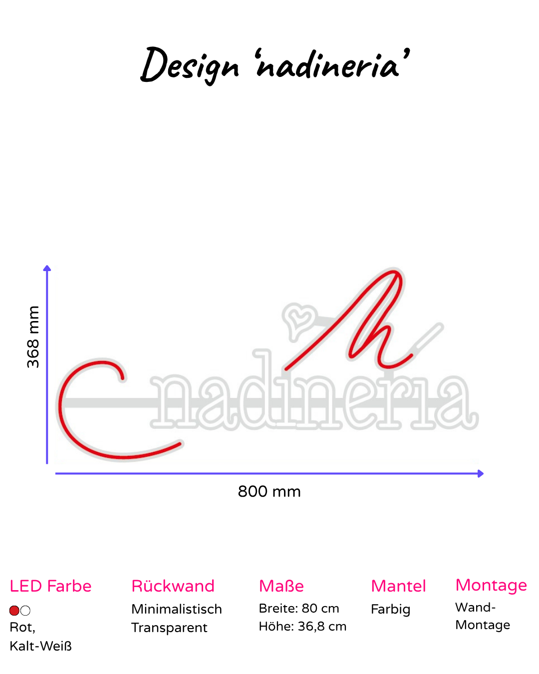 Individuelles LED-Neonschild 'nadineria'