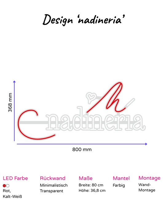 Individuelles LED-Neonschild 'nadineria'