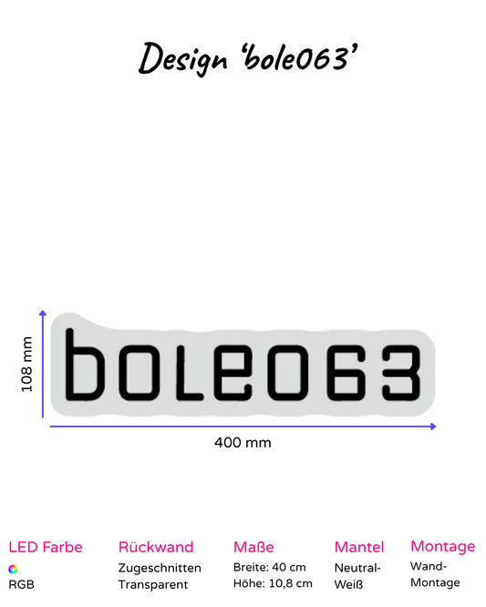 Individuelles LED-Neonschild 'bole063'