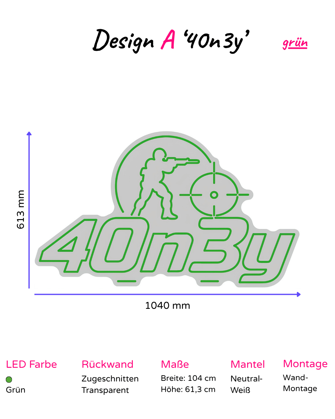 Individuelles LED-Neonschild '40n3y'