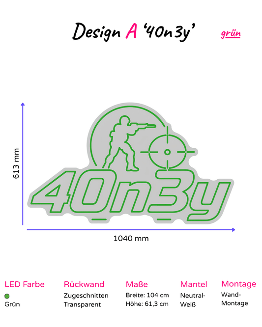 Individuelles LED-Neonschild '40n3y'