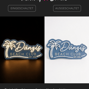 Individuelles LED-Neonschild 'Dänzis Beach Club- 2026'