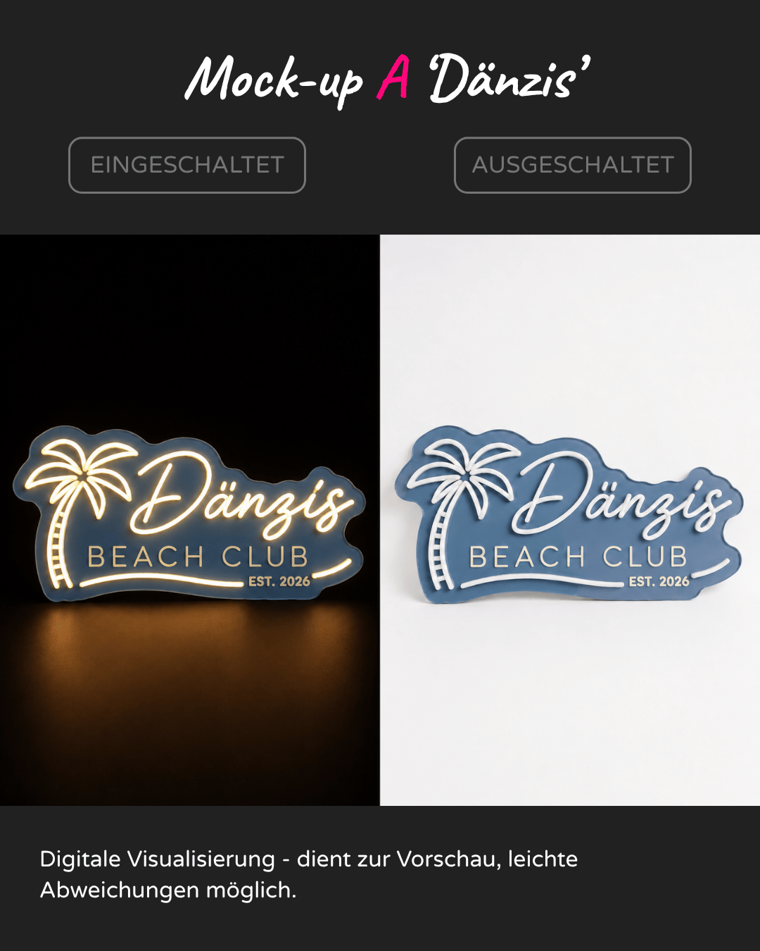 Individuelles LED-Neonschild 'Dänzis Beach Club- 2026'