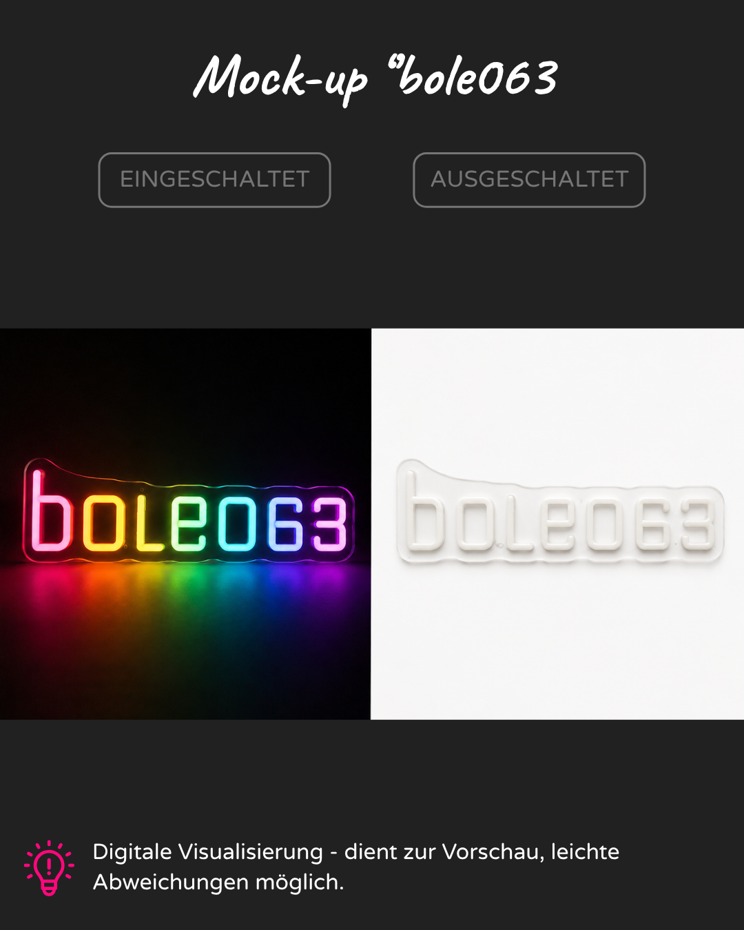 Individuelles LED-Neonschild 'bole063'