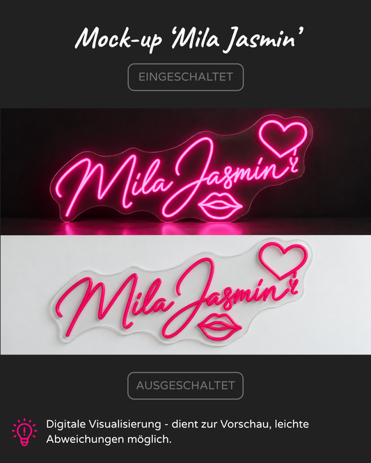 Individuelles LED-Neonschild 'Mila Jasmin'