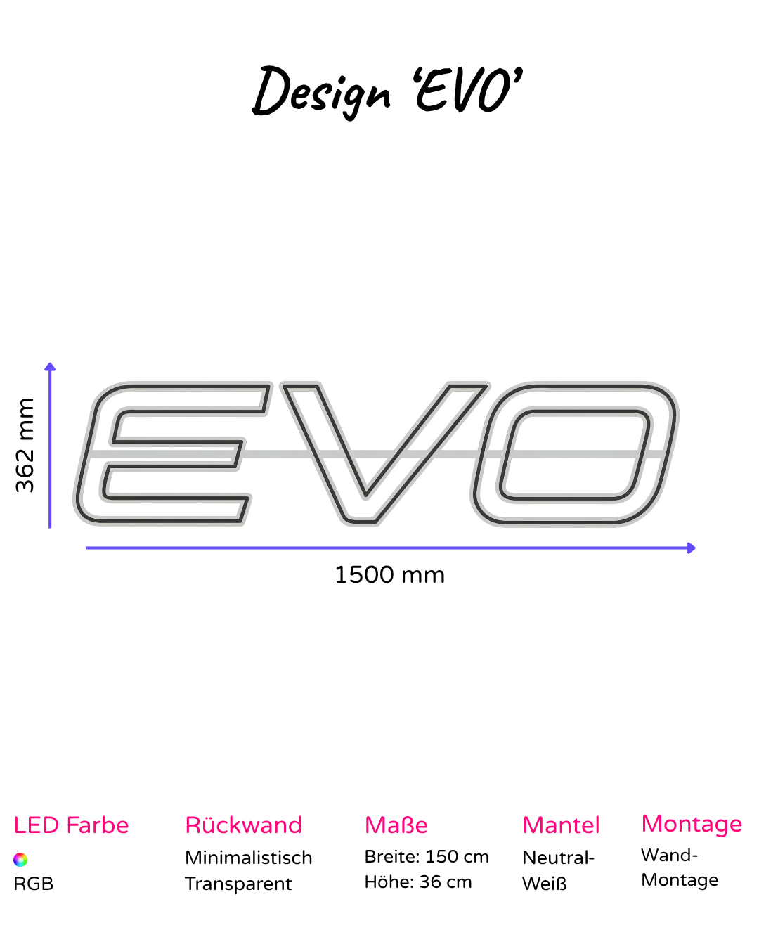 Individuelles LED-Neonschild 'EVO'