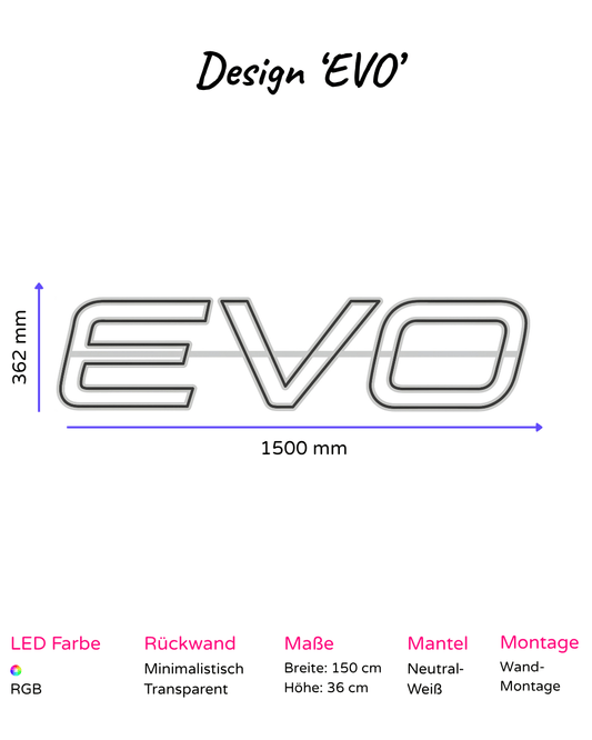 Individuelles LED-Neonschild 'EVO'