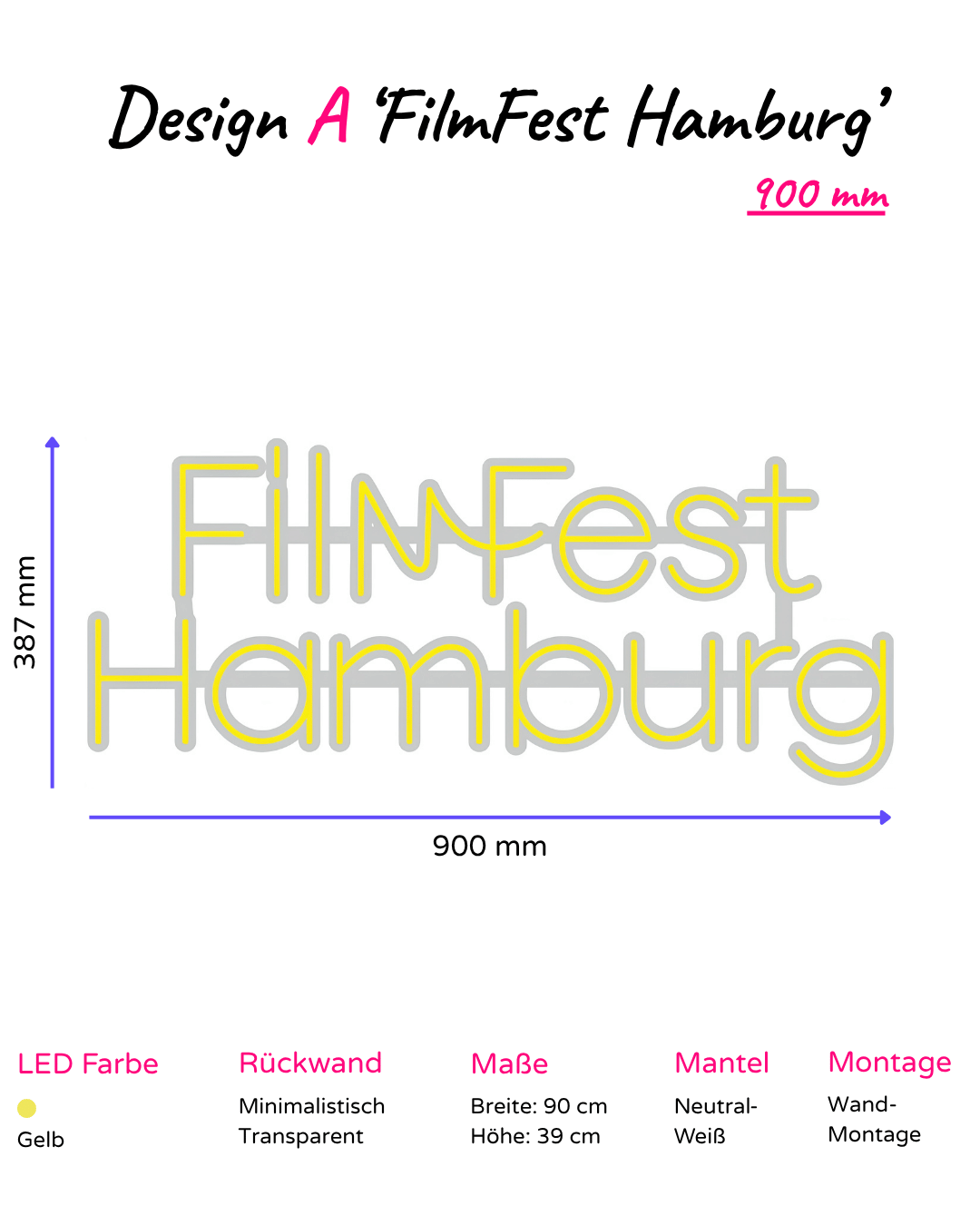 Individuelles LED-Neonschild 'FilmFest Hamburg'