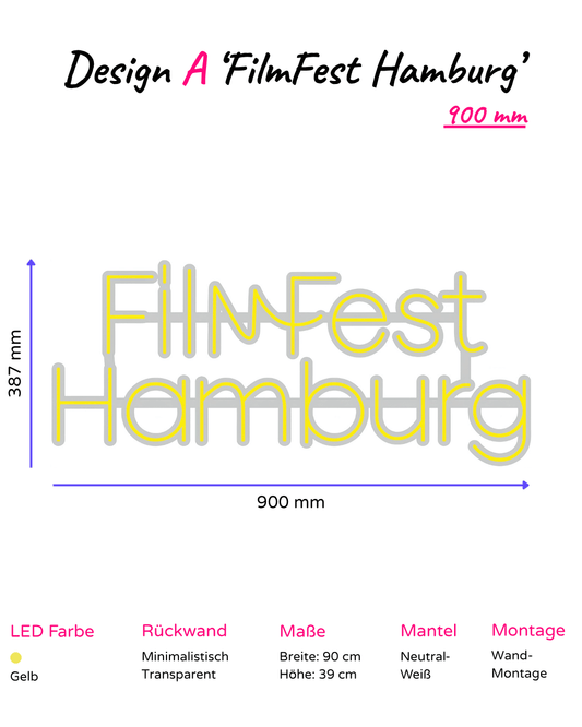 Individuelles LED-Neonschild 'FilmFest Hamburg'
