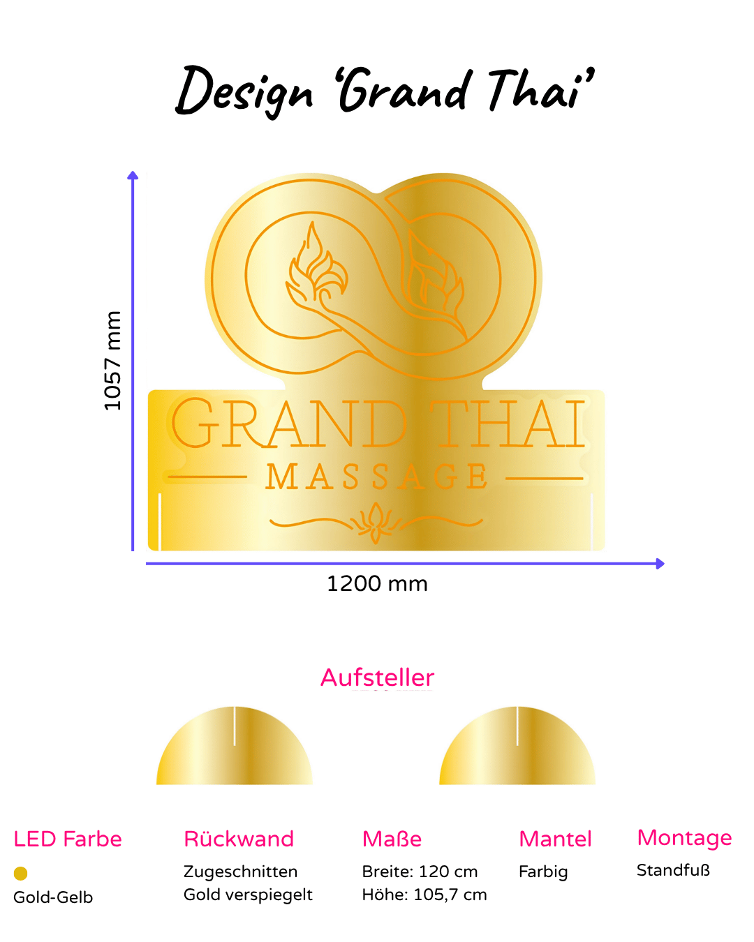 Individuelles LED-Neonschild 'Grand Thai Massage'