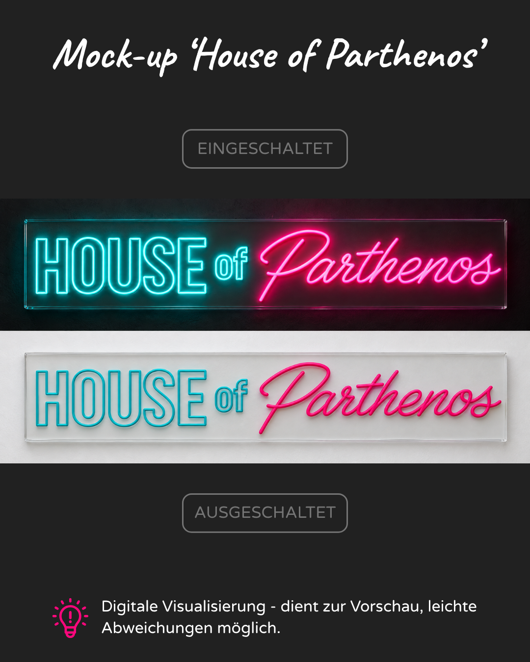 Individuelles LED-Neonschild 'House of Parthenos'