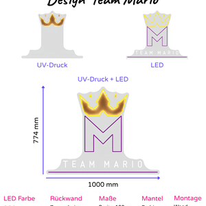 Individuelles LED-Neonschild 'Team Mario'