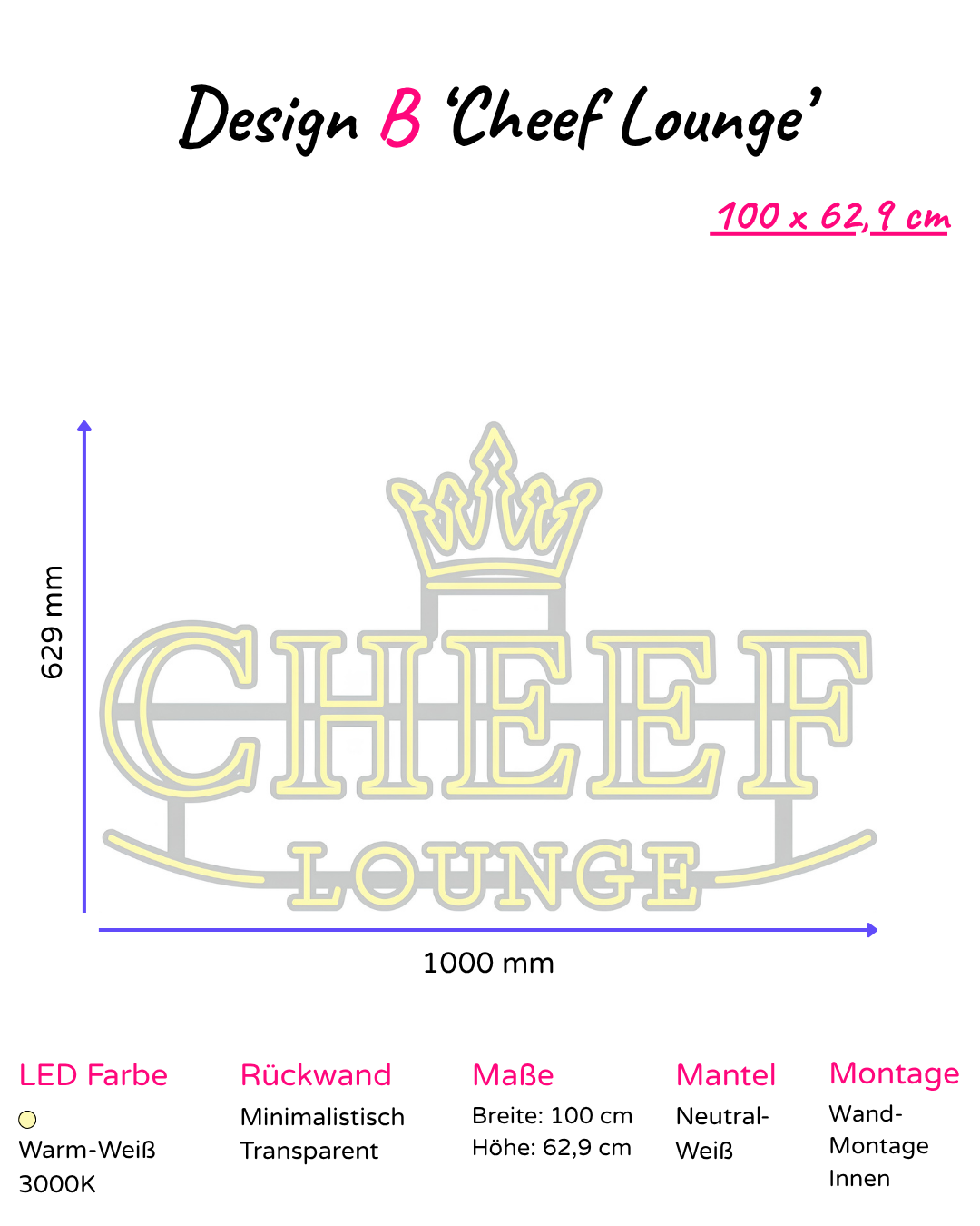 Individuelles LED-Neonschild 'Cheef Lounge'