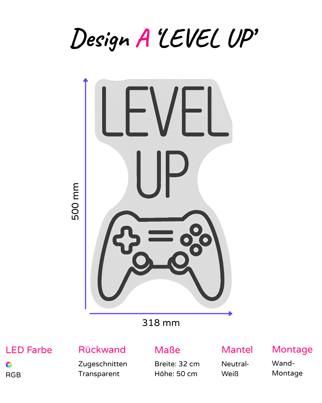 Individuelles LED-Neonschild 'LEVEL UP'