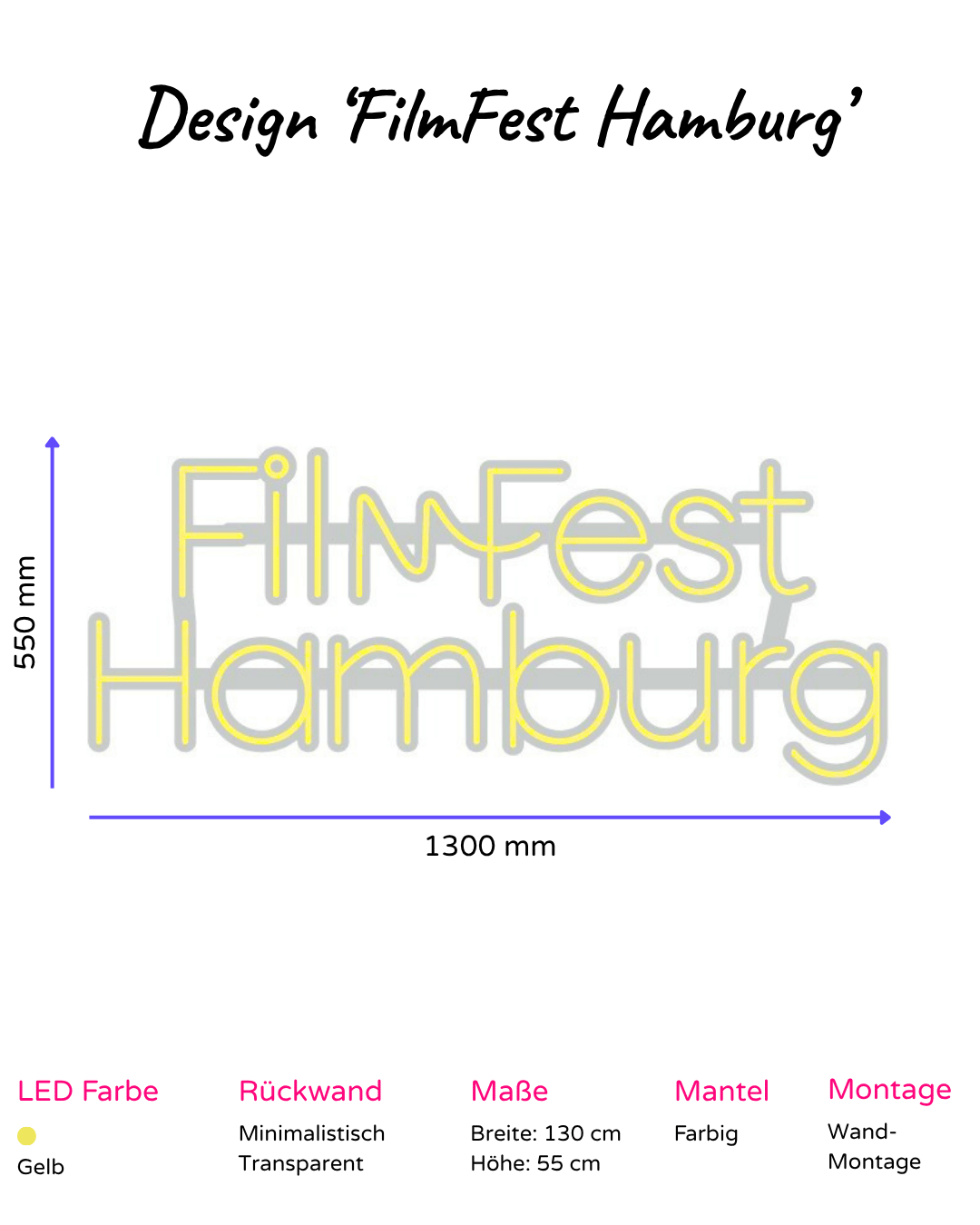 Individuelles LED-Neonschild 'FilmFest Hamburg'