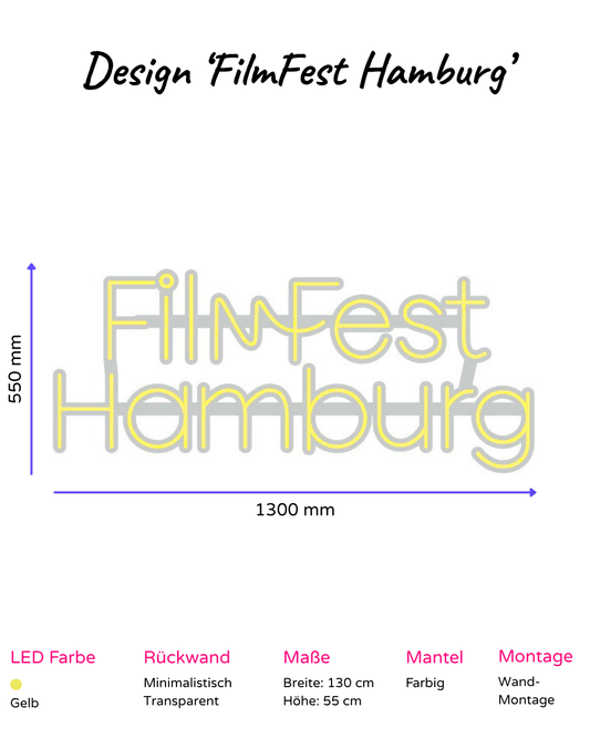 Individuelles LED-Neonschild 'FilmFest Hamburg'