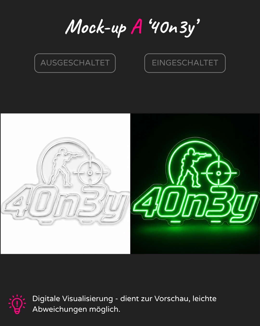 Individuelles LED-Neonschild '40n3y'