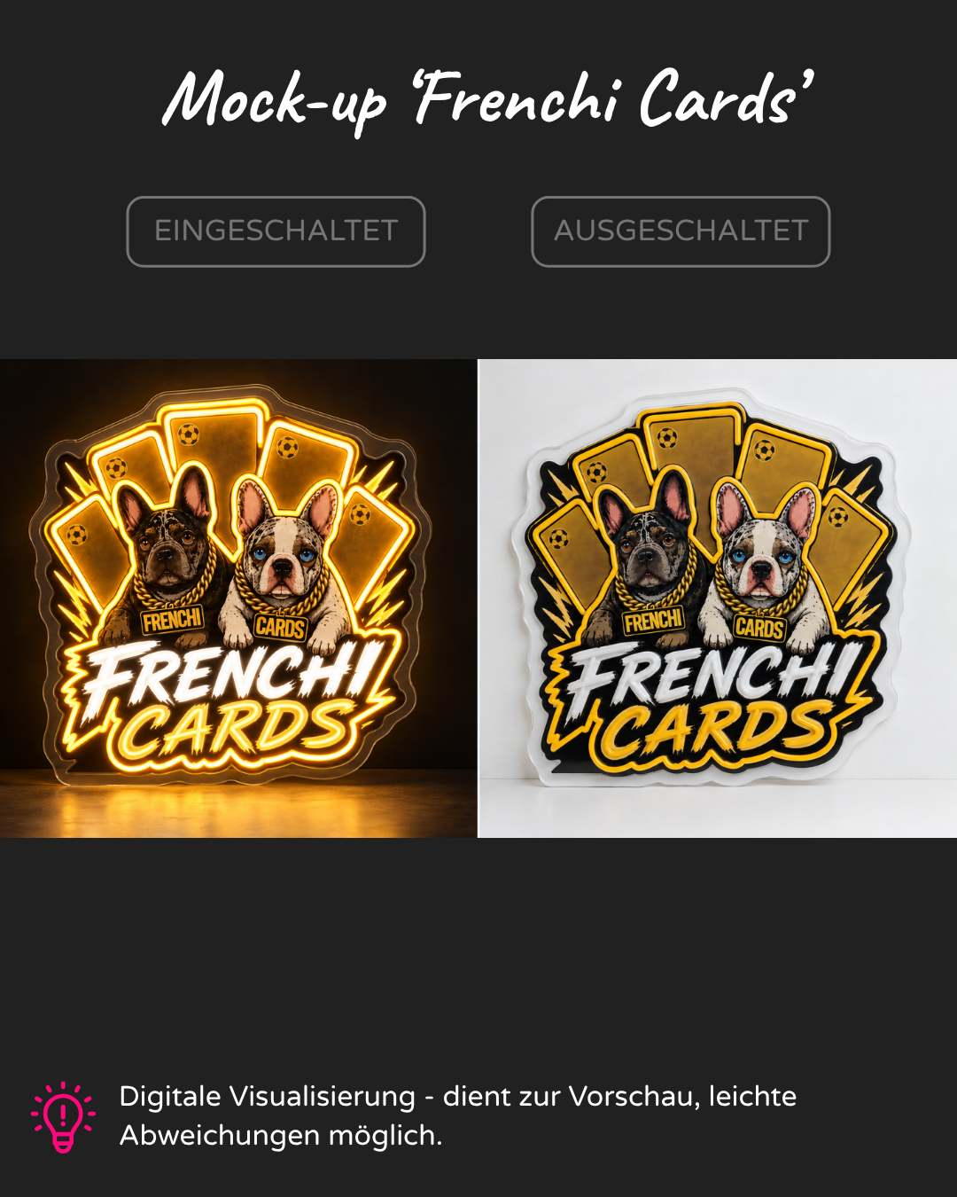 Individuelles LED-Neonschild 'Frenchi Cards'