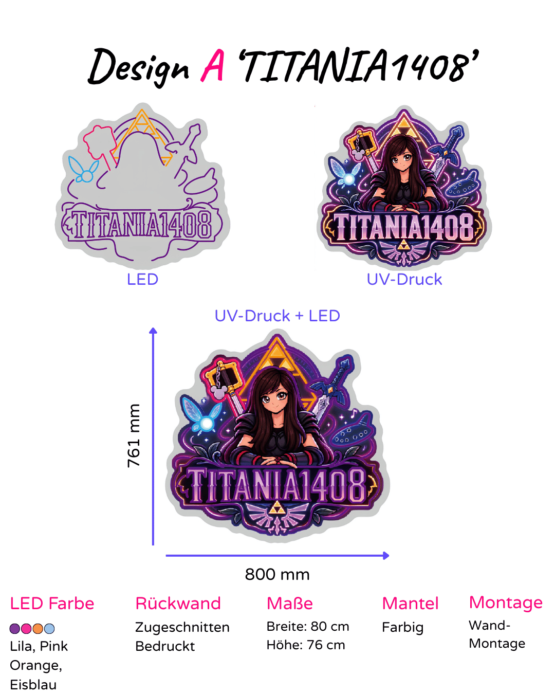 Individuelles LED-Neonschild 'TITANIA1408'