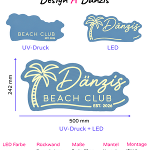 Individuelles LED-Neonschild 'Dänzis Beach Club- 2026'