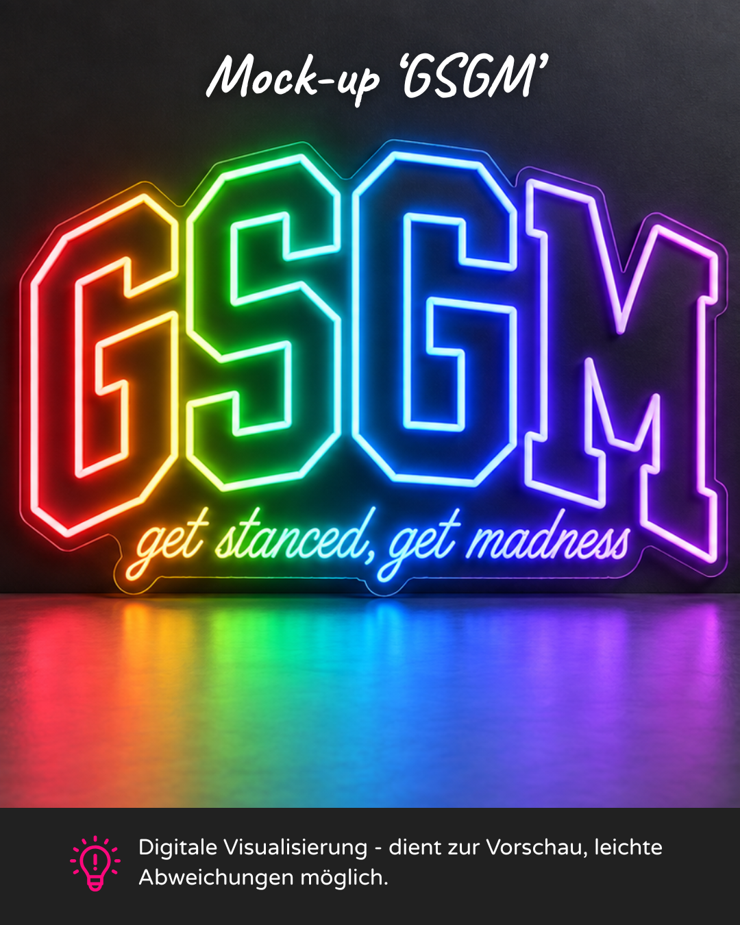 Individuelles LED-Neonschild 'GSGM'