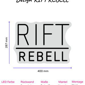 Individuelles LED-Neonschild 'RIFT REBELL'