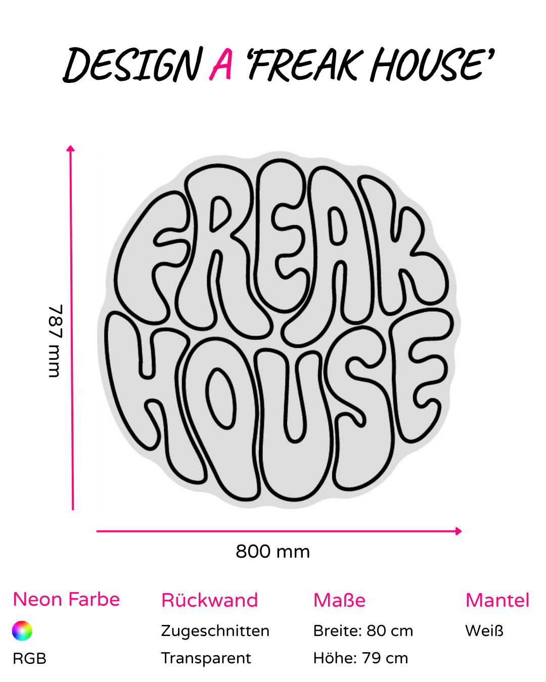 Individuelles LED-Neonschild ‘FREAK HOUSE'