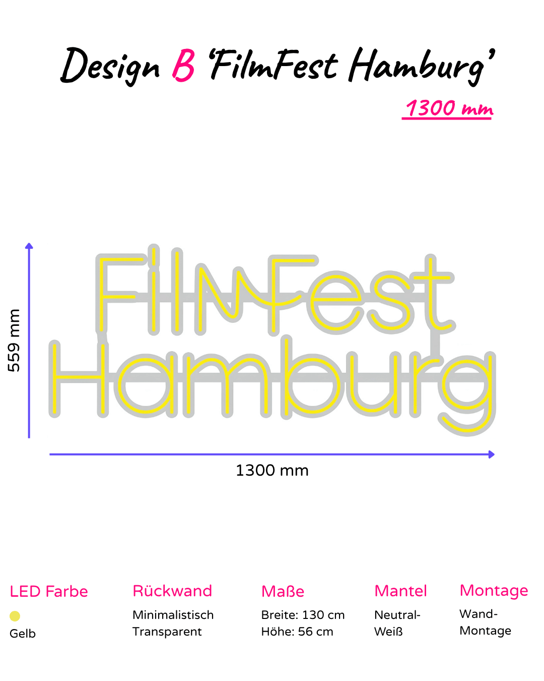 Individuelles LED-Neonschild 'FilmFest Hamburg'