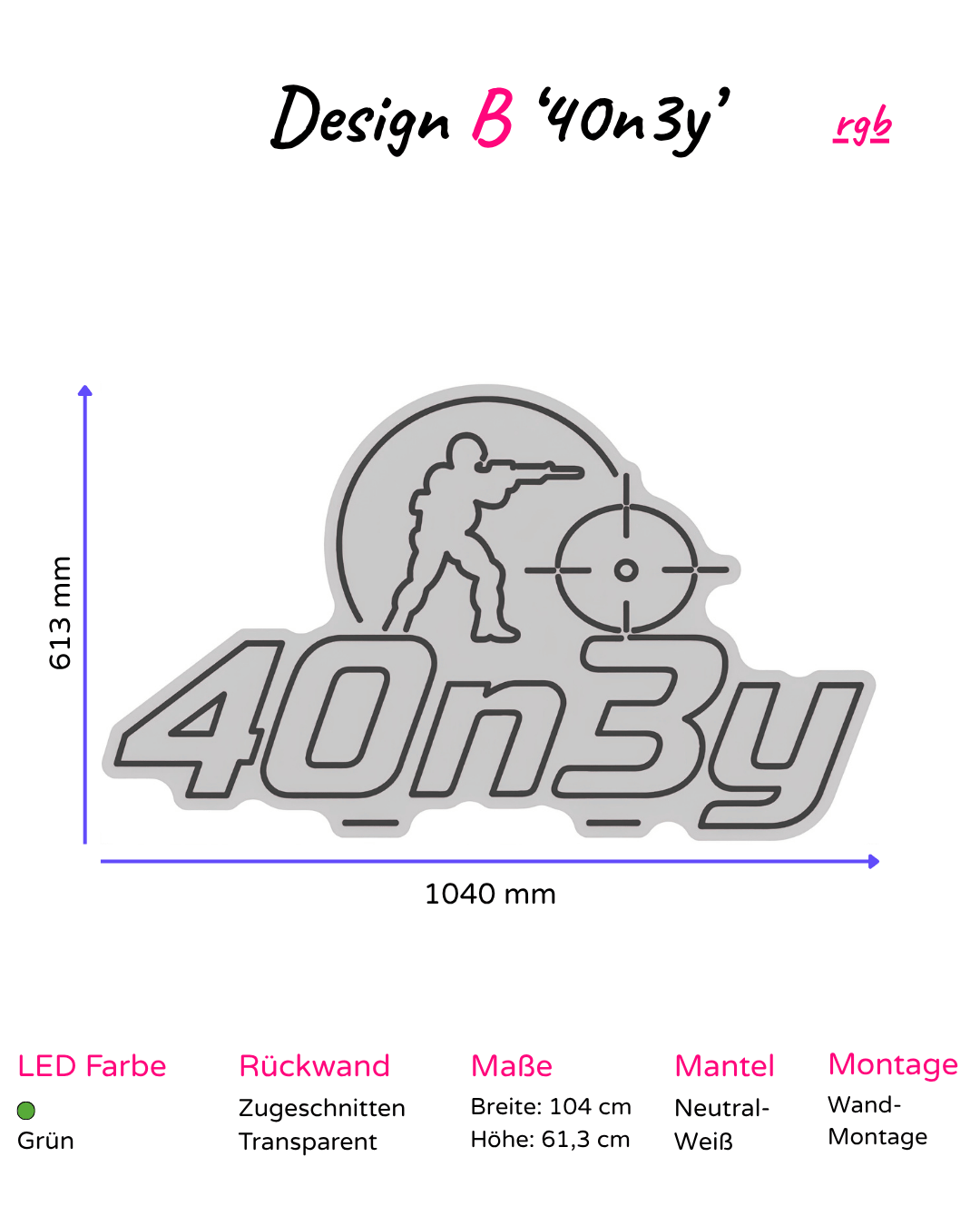Individuelles LED-Neonschild '40n3y'