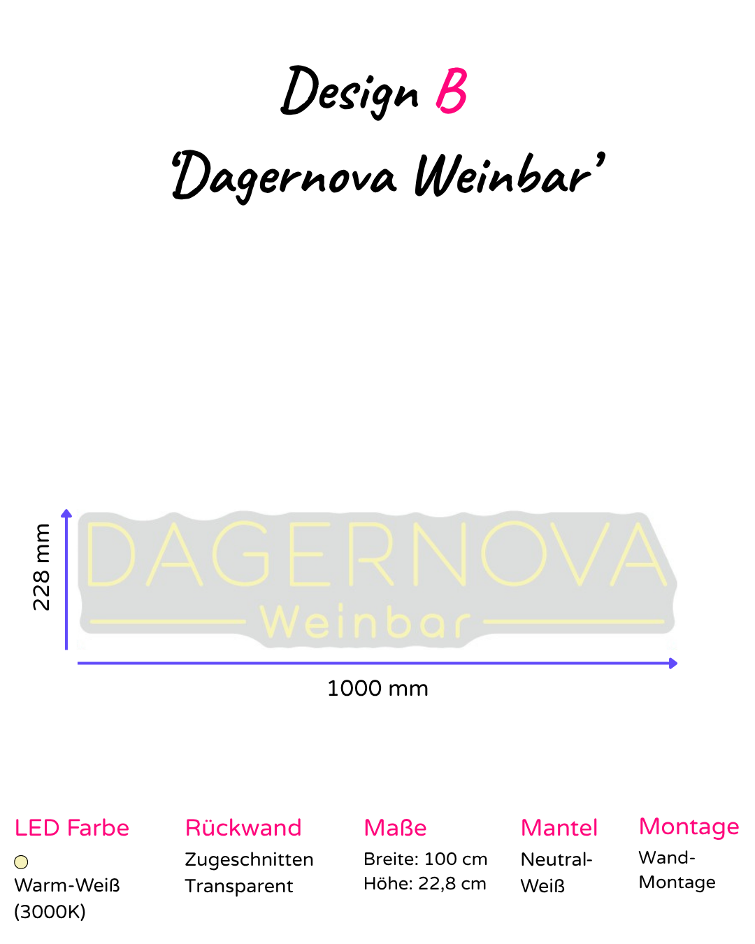 Individuelles LED-Neonschild 'Dagernova Weinbar'