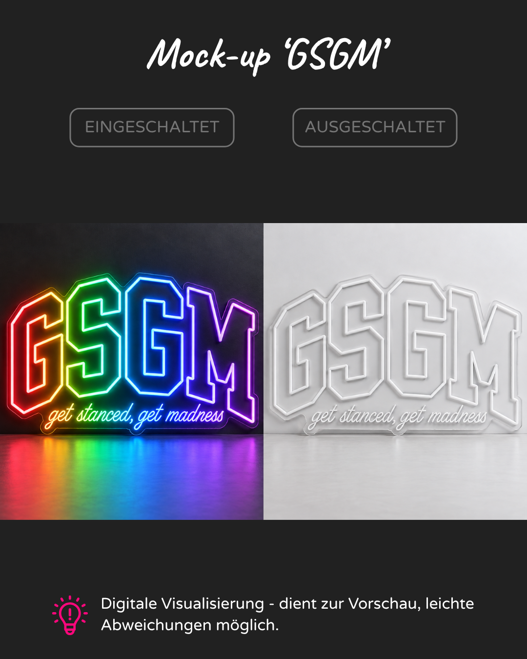 Individuelles LED-Neonschild 'GSGM'