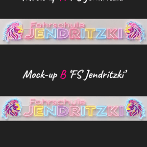 Individuelles LED-Neonschild 'Fahrschule Jendritzki'