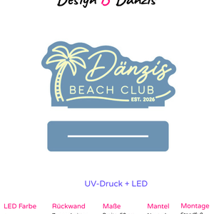 Individuelles LED-Neonschild 'Dänzis Beach Club- 2026'