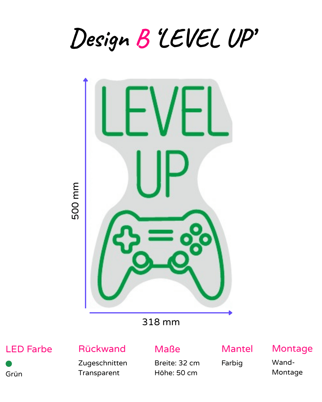 Individuelles LED-Neonschild 'LEVEL UP'