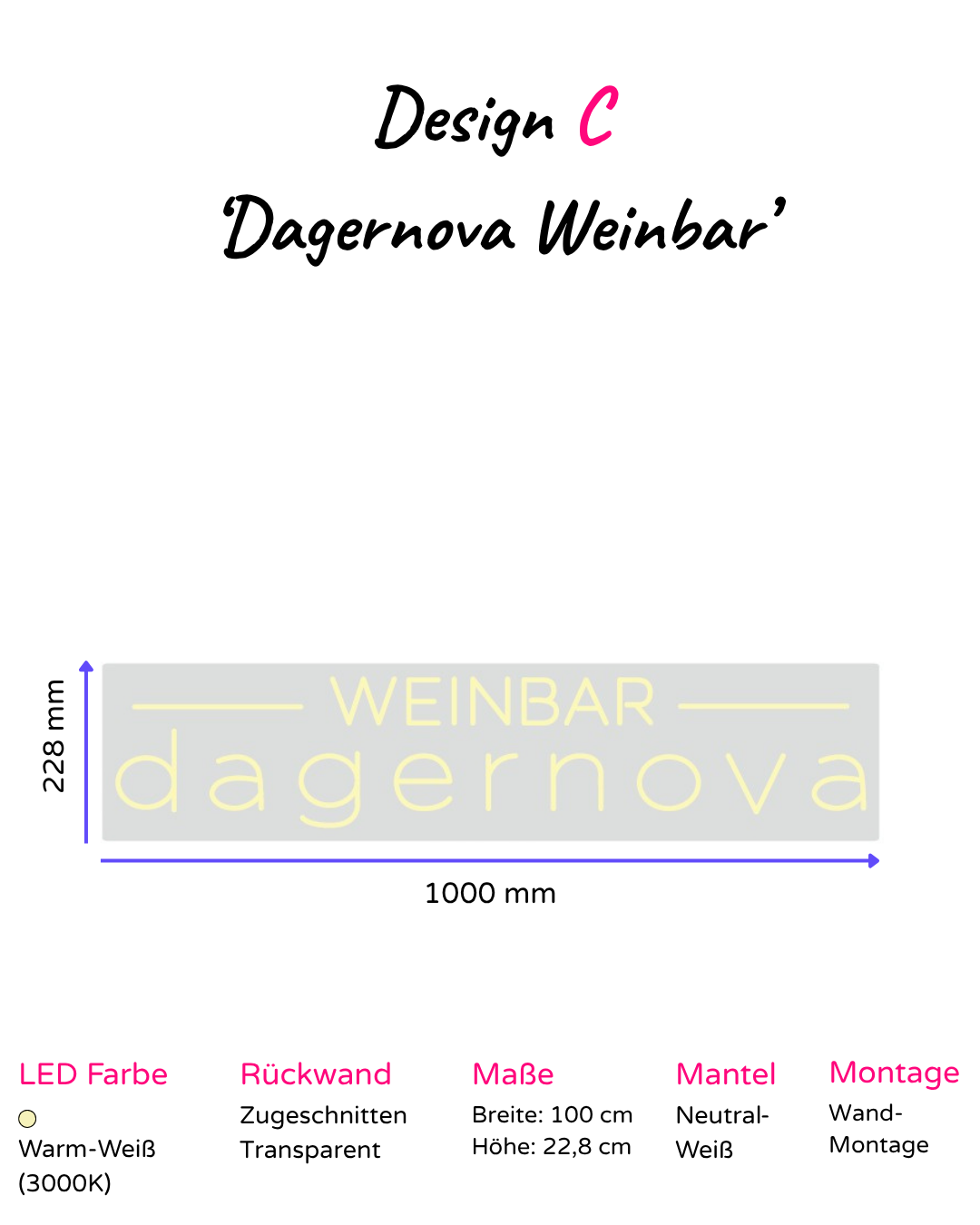 Individuelles LED-Neonschild 'Dagernova Weinbar'