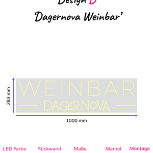 Individuelles LED-Neonschild 'Dagernova Weinbar'